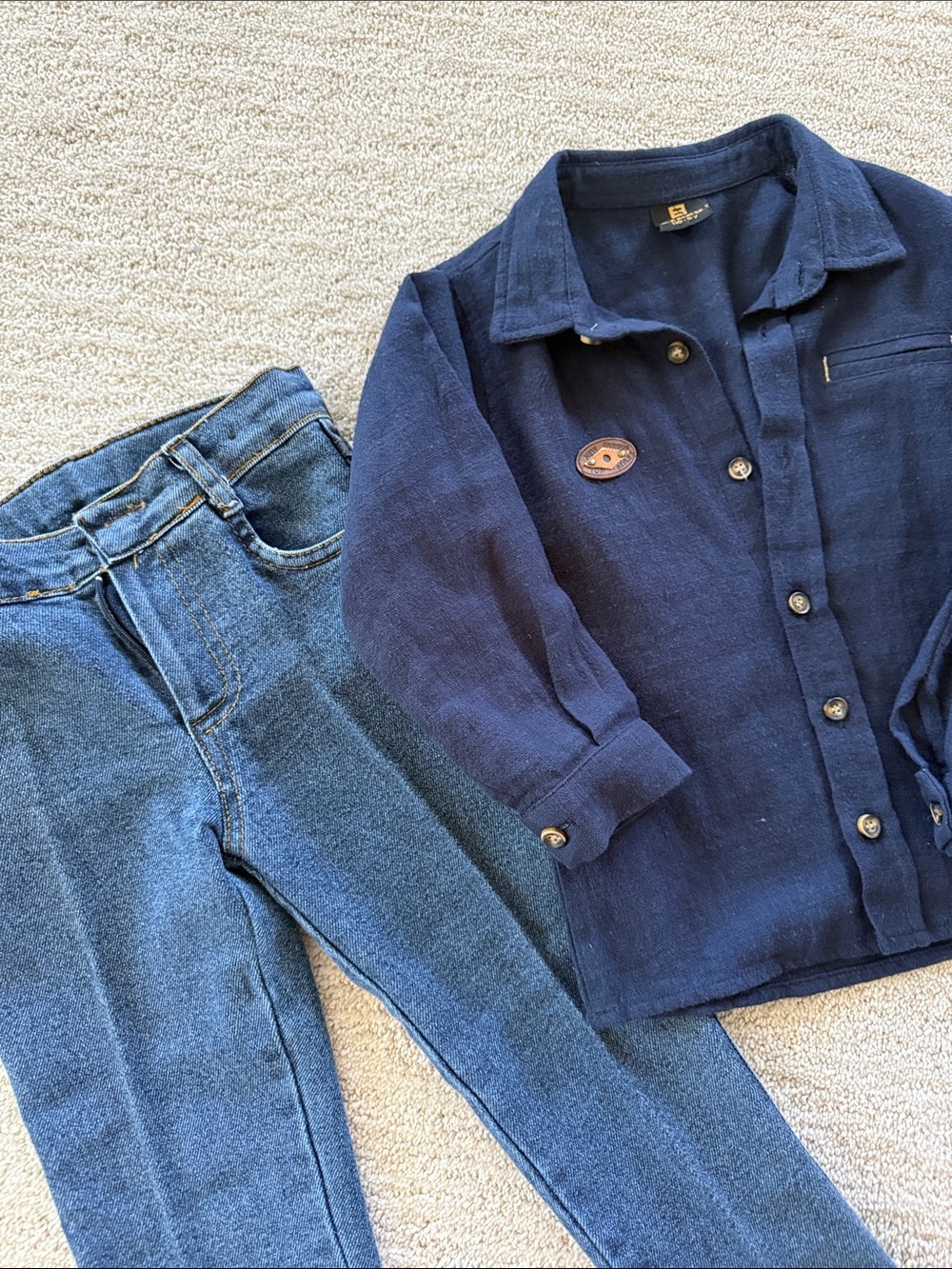 Edbey Classic Blue kids Jeans and shirt set- Slim Fit